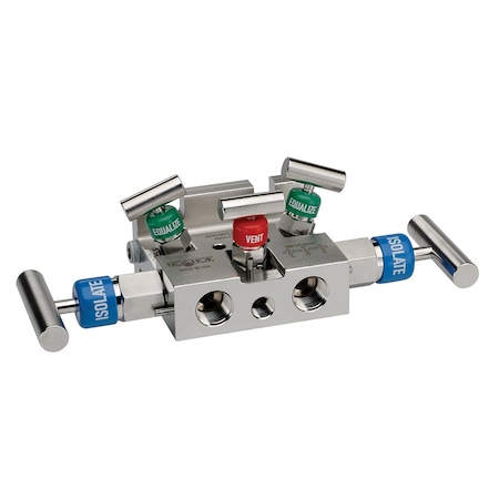 Noshok 5 Valve Manifold, Soft Seat, Flange x 1/2 NPT Female, Steel, Flare Pattern, 0.187" Orifice 5130-MFC-FP